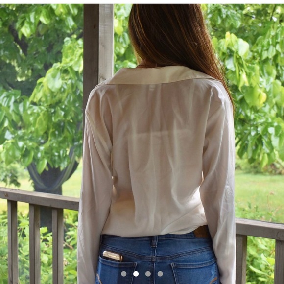 Calvin Klein White Blouse w/ Leopard Trim - Picture 2 of 4